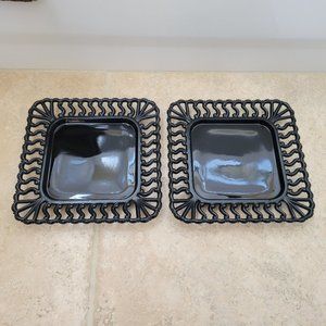 Westmoreland Black Amethyst Glass Square Plate